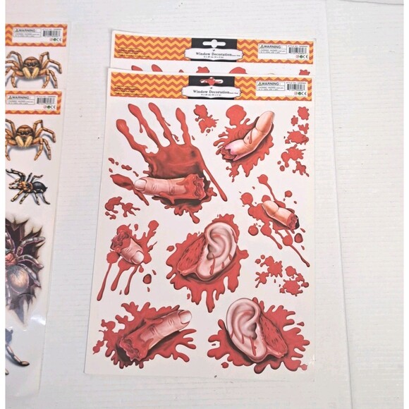 Vtg Lot 10 Halloween Window Clings Bloody Zombie Scary Static Reusable NEW - Picture 5 of 6